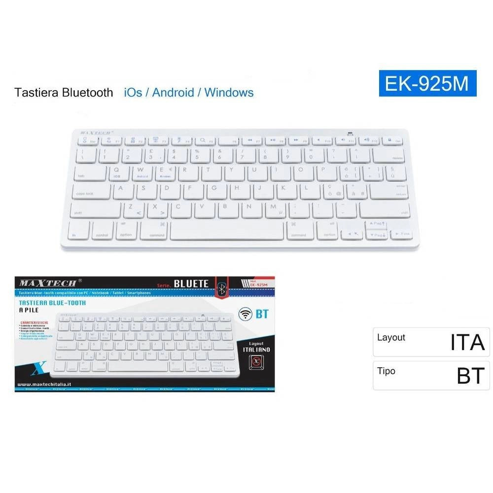 Trade Shop - Tastiera Bluetooth Keyboard Per Pc Tablet Android Windows Layout Italiano Ek925m -