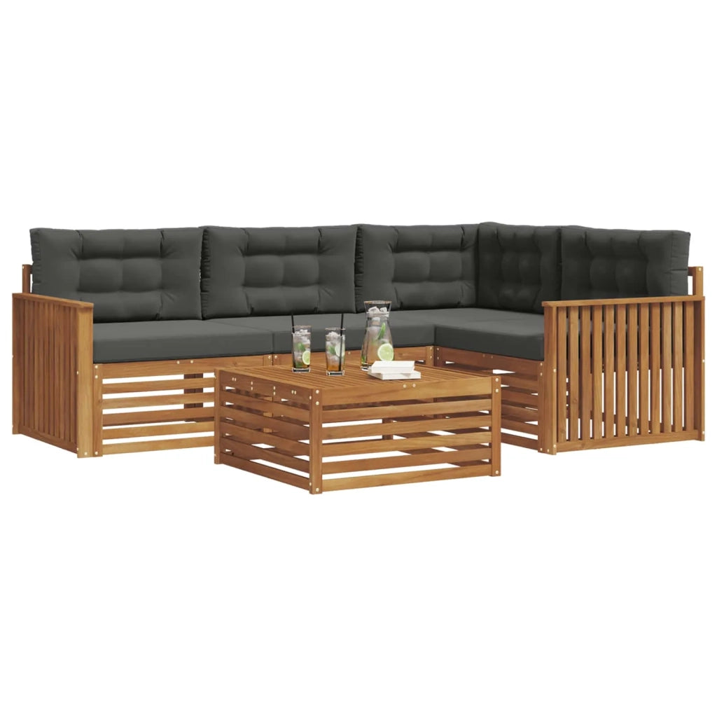 Set di divani da esterno con cuscino 5 pcs Naturale e Antracite 3373417
