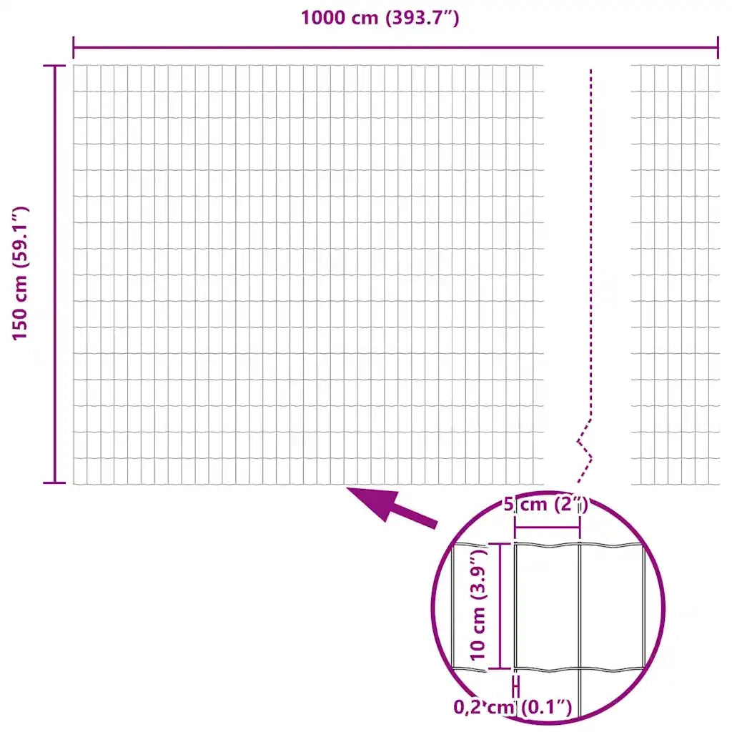 Recinzione Euro Grigio 1,5 x 10 m Ferro rivestito in PVC 42004496