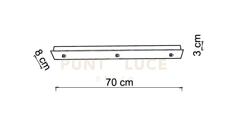 BASE-3RE C base rettangolare 3 luci cromo l.70cm