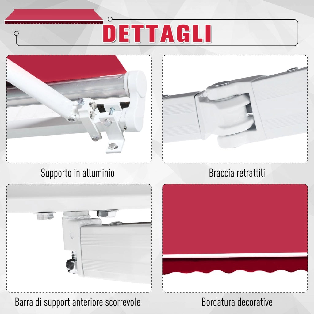 Easycomfort Tenda da Sole Avvolgibile a Caduta con Manovella, in Alluminio e Poliestere, 295x245cm, Rosso Scuro