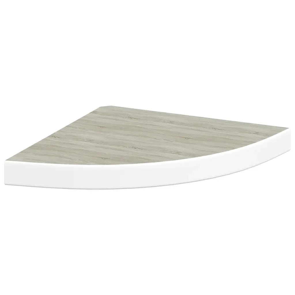 Mensole Angolari 4 pz-Scaffale a parete Rovere e Bianco 35x35x3,8 cm in MDF