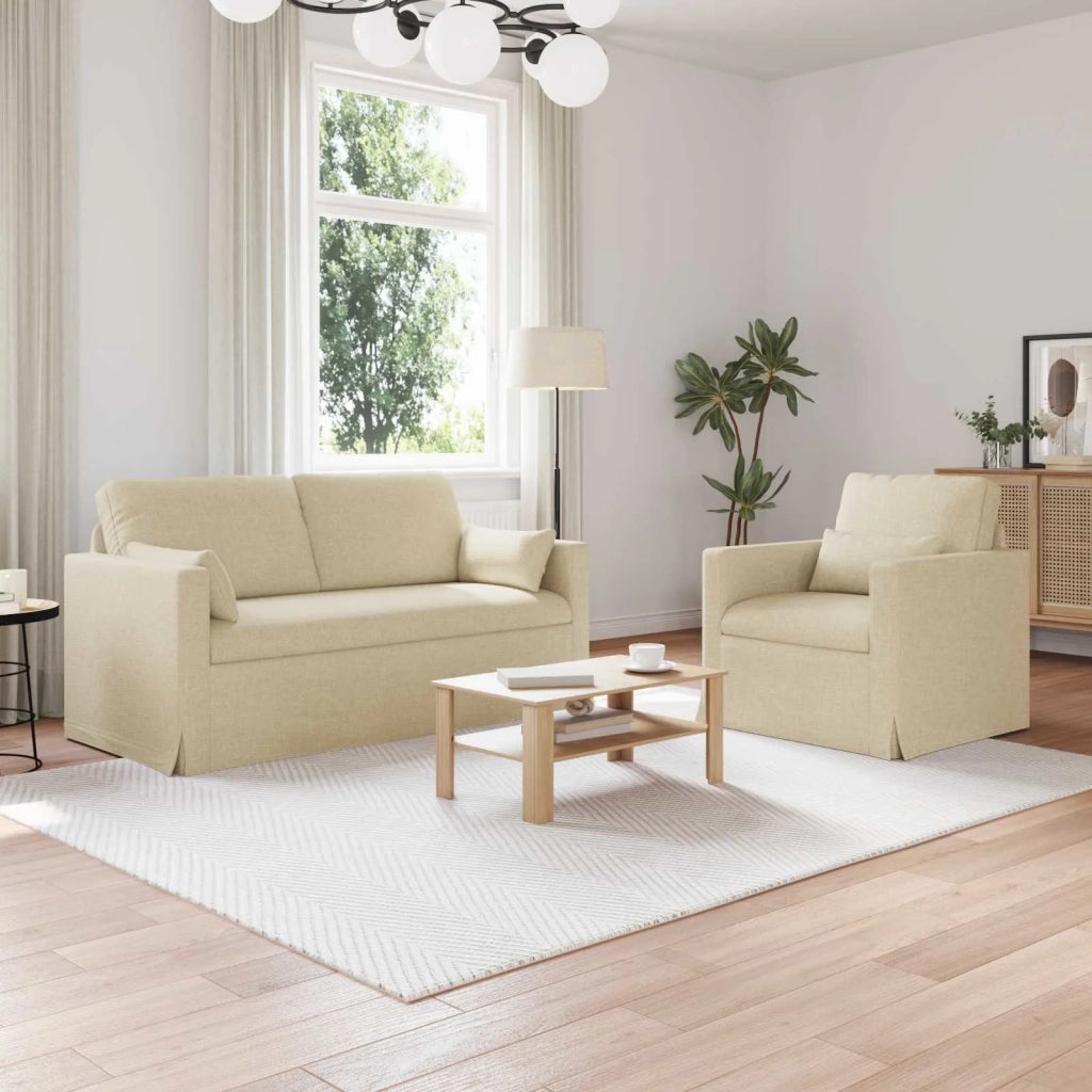 Divano 2 pcs Crema 158 x 78 x 80 cm Tessuto