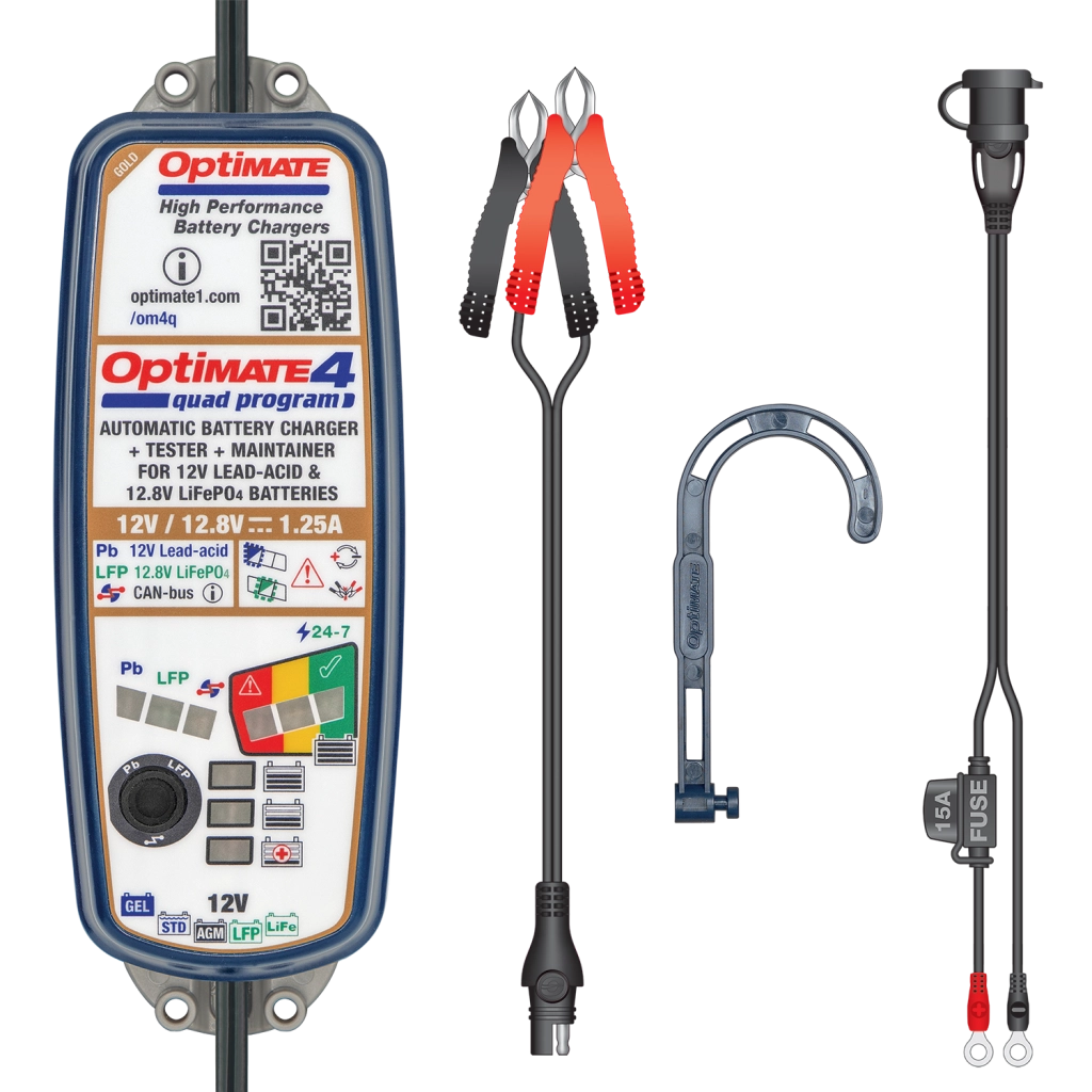 CARICABATTERIE OPTIMATE 4 QUAD PROGRAM PER BATTERIE DA 12V/ 12.8V 1.25A