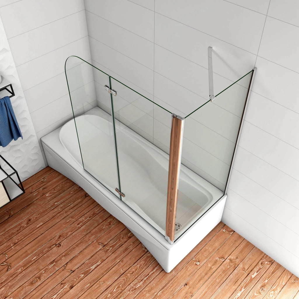 90x140cm Parete Doccia Sopravasca Angolare 2 Ante Pieghevoli con Parete Laterale 70 cm Vetro Temperato 6 mm Trasparente Anticalcare Cromato Lucido