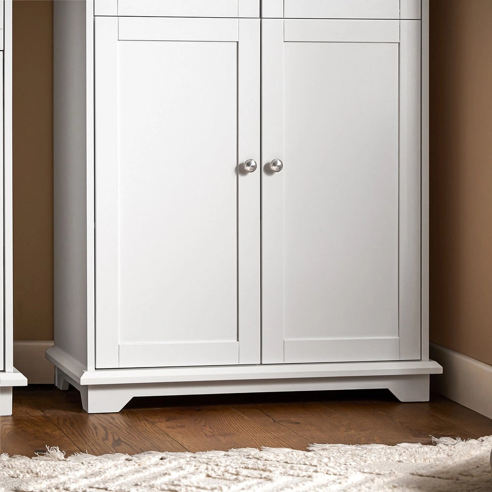 SoBuy Credenza Alta per Cucina Mobile Buffet in Legno con 6 scomparti e 2 cassetti Armadio Dispensa in Stile moderno Bianco 75x40x175cm FSB76-W