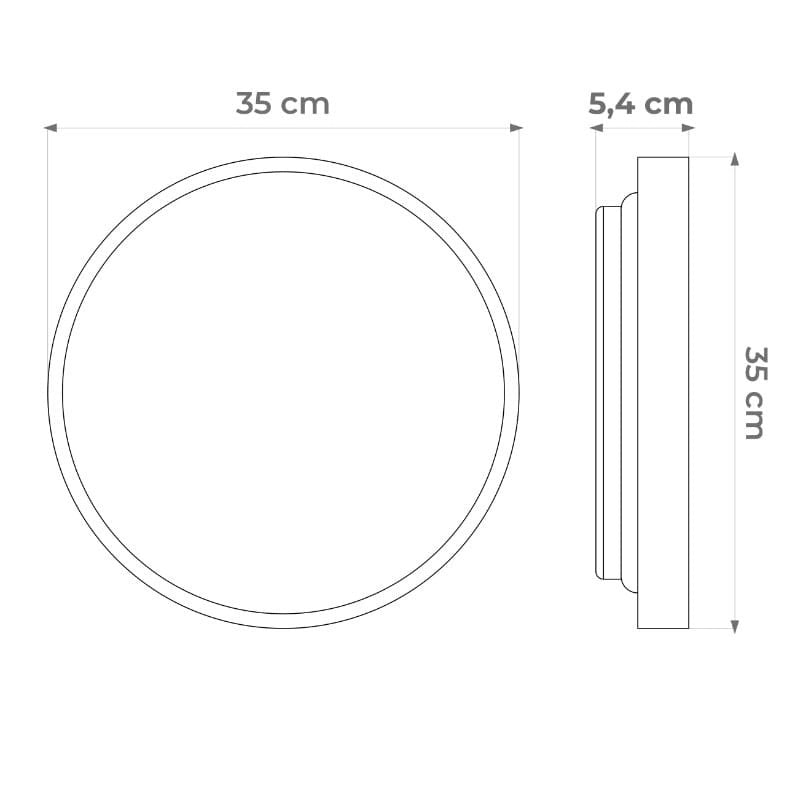Plafoniera bagno LED rotonda nera 18W IP44 35cm DPM