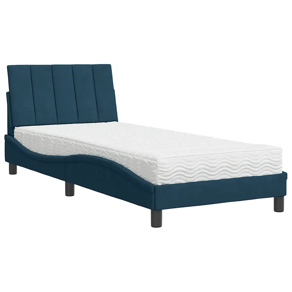 Letto con Materasso Hanko Blu 80x200 cm in Velluto