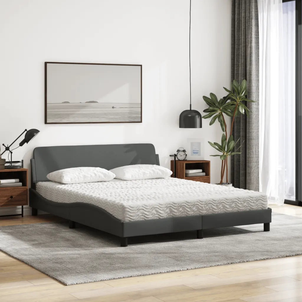 Letto con Materasso Dover Grigio Scuro 160x200 cm Tessuto