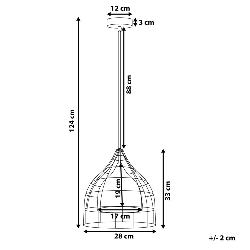 Lampada a sospensione in metallo Nero e rame con paralume a gabbia in rame industriale