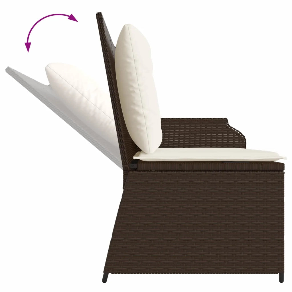 Panchina da giardino con cuscino Nero e Bianco Crema polyrattan 3394441