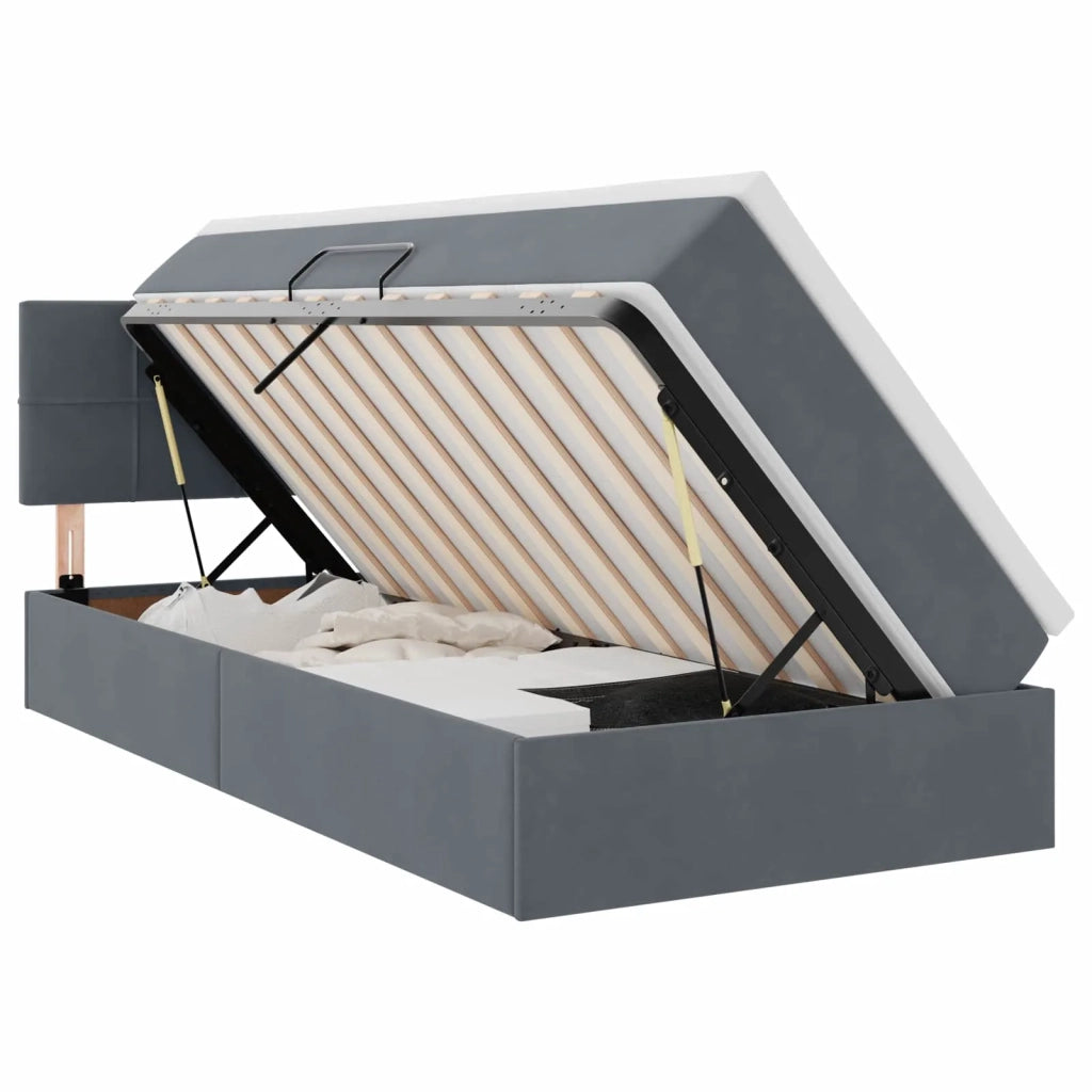 Letto con contenitore e LED Grigio scuro 100 x 200 cm Velluto 3371374
