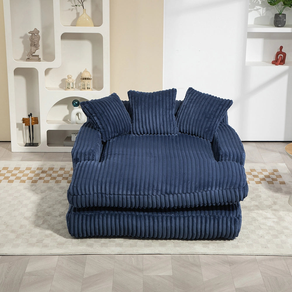 Cloud couch - Xylo - Velluto coste 3 cuscini blu scuro