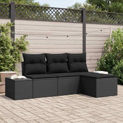 Set Divano da Giardino con cuscino 4 pcs Nero polyrattan 3347013
