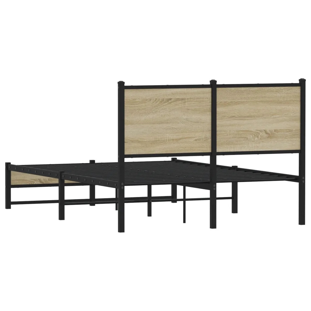 Letto matrimoniale | Letto per adulti | Giroletto senza Materaso in Metallo Rovere Sonoma 120x190 cm