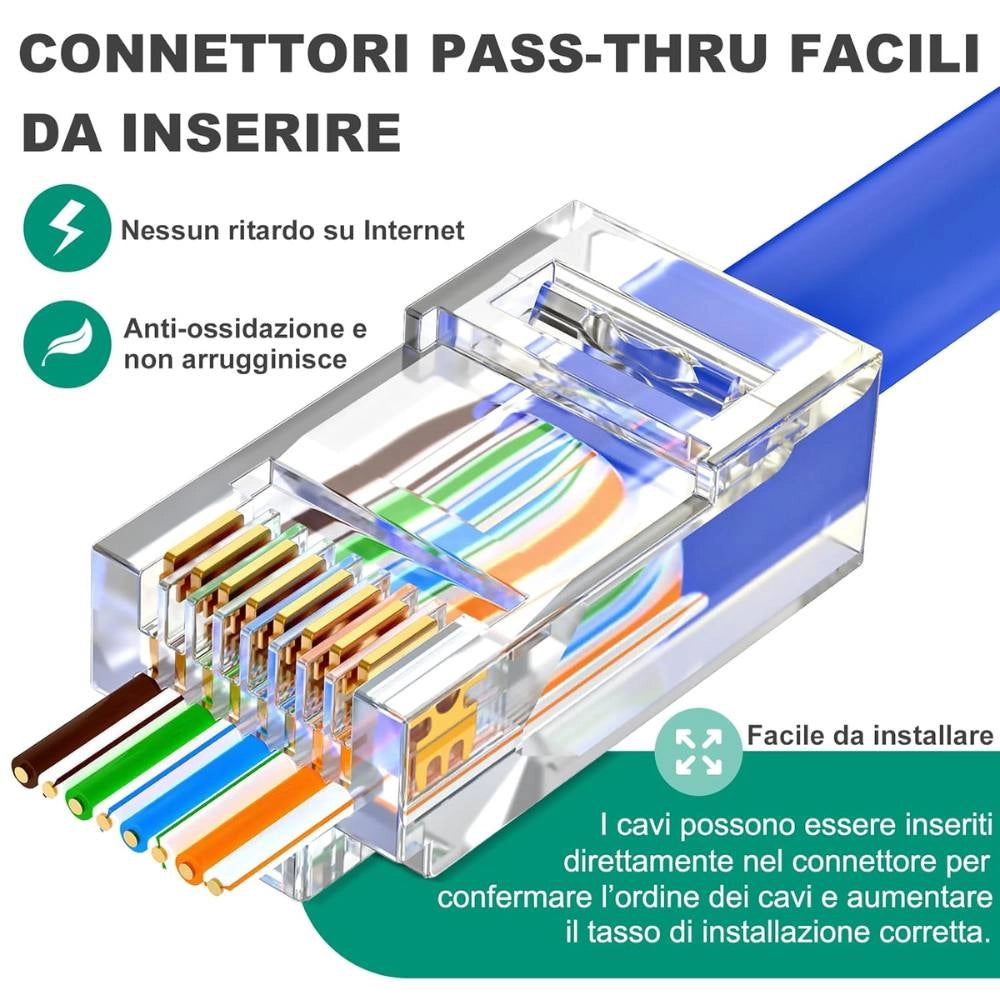 Plug rj45 utp cat6 8p8c trasparenti â set da 100 pezzi