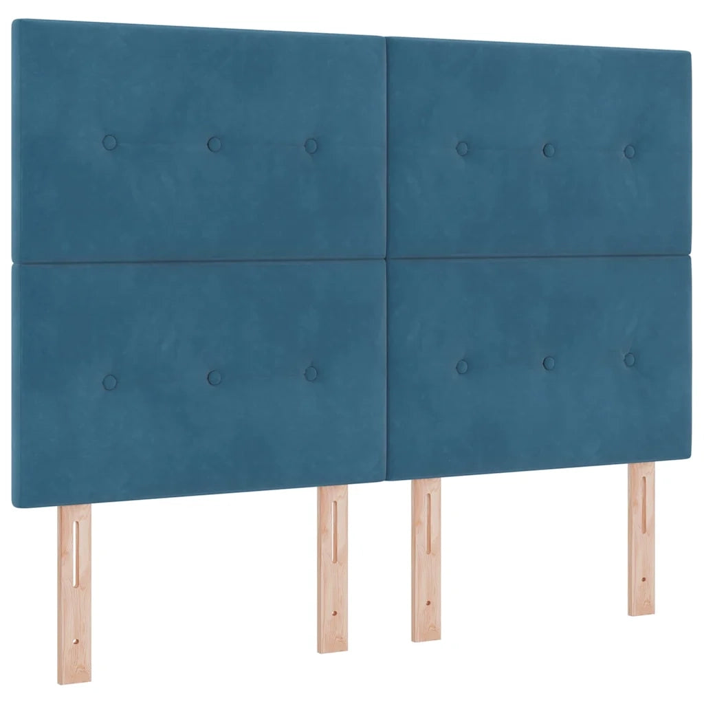 Letto a molle con testiera Blu Scuro 140 x 190 cm Velluto