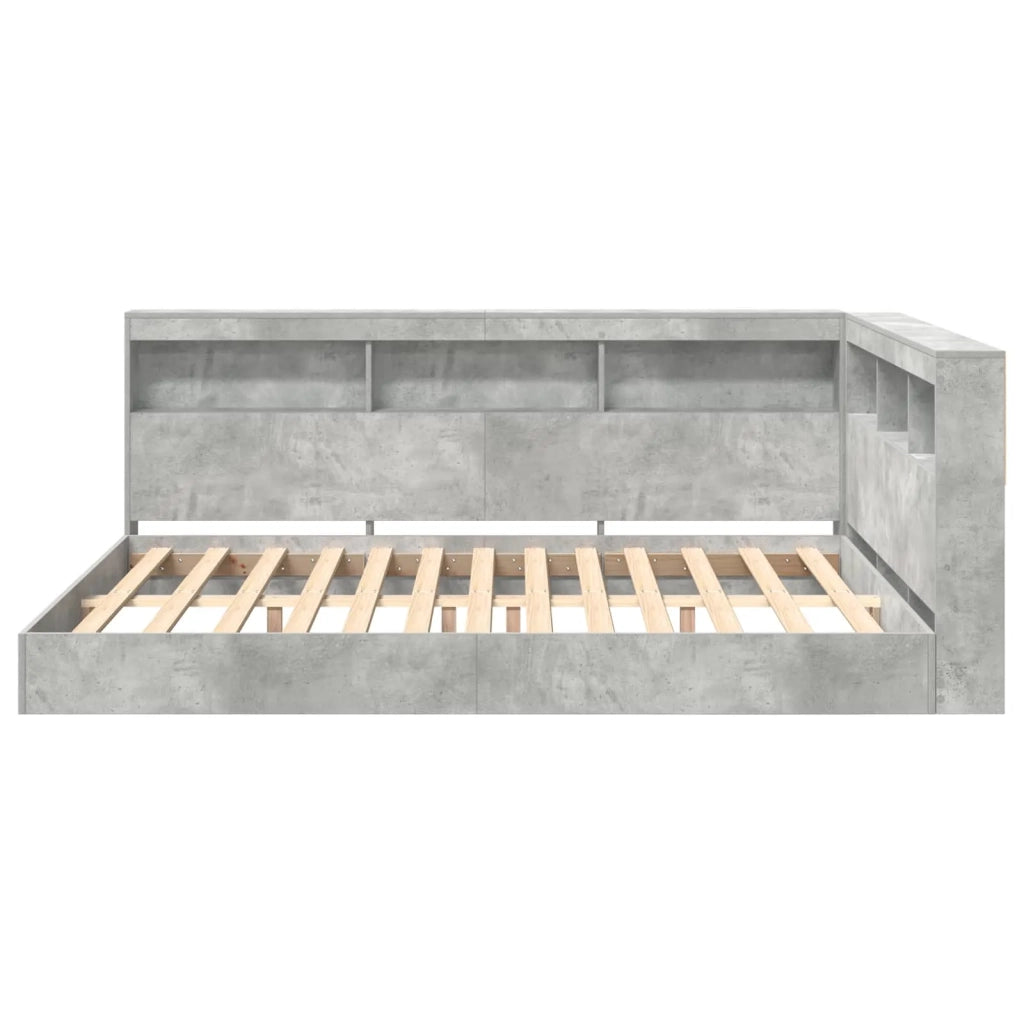 Letto Libreria Grigio cemento 140 x 200 cm Legno multistrato 3335731