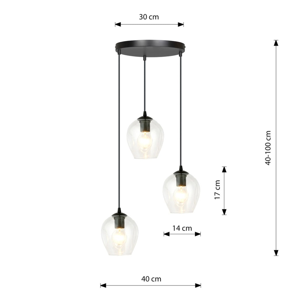 Lampadario Emibig ISTAR Premium 3xE27 in nero trasparente