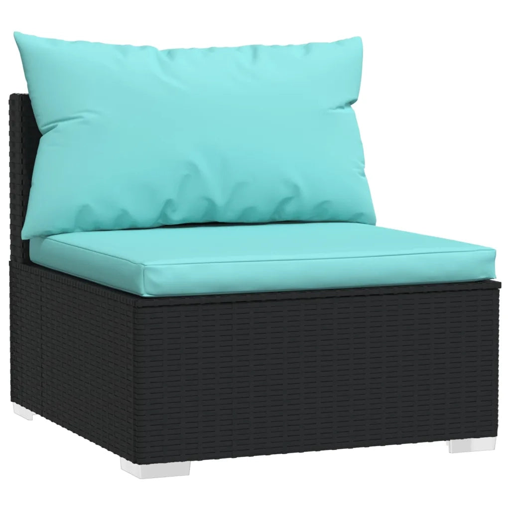 Divano a 3 Posti con Cuscini in Polyrattan Nero 317539
