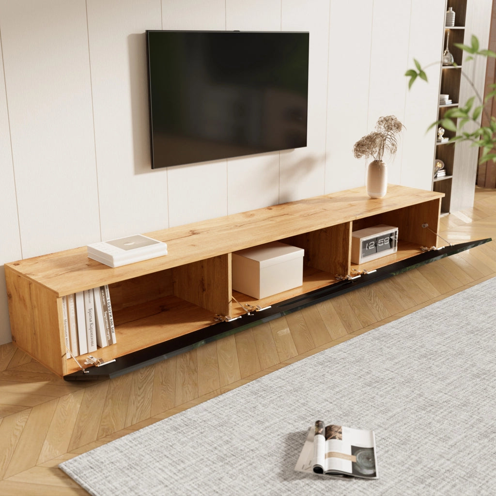 Credenza TV nera e legno 180 cm in MDF e truciolare