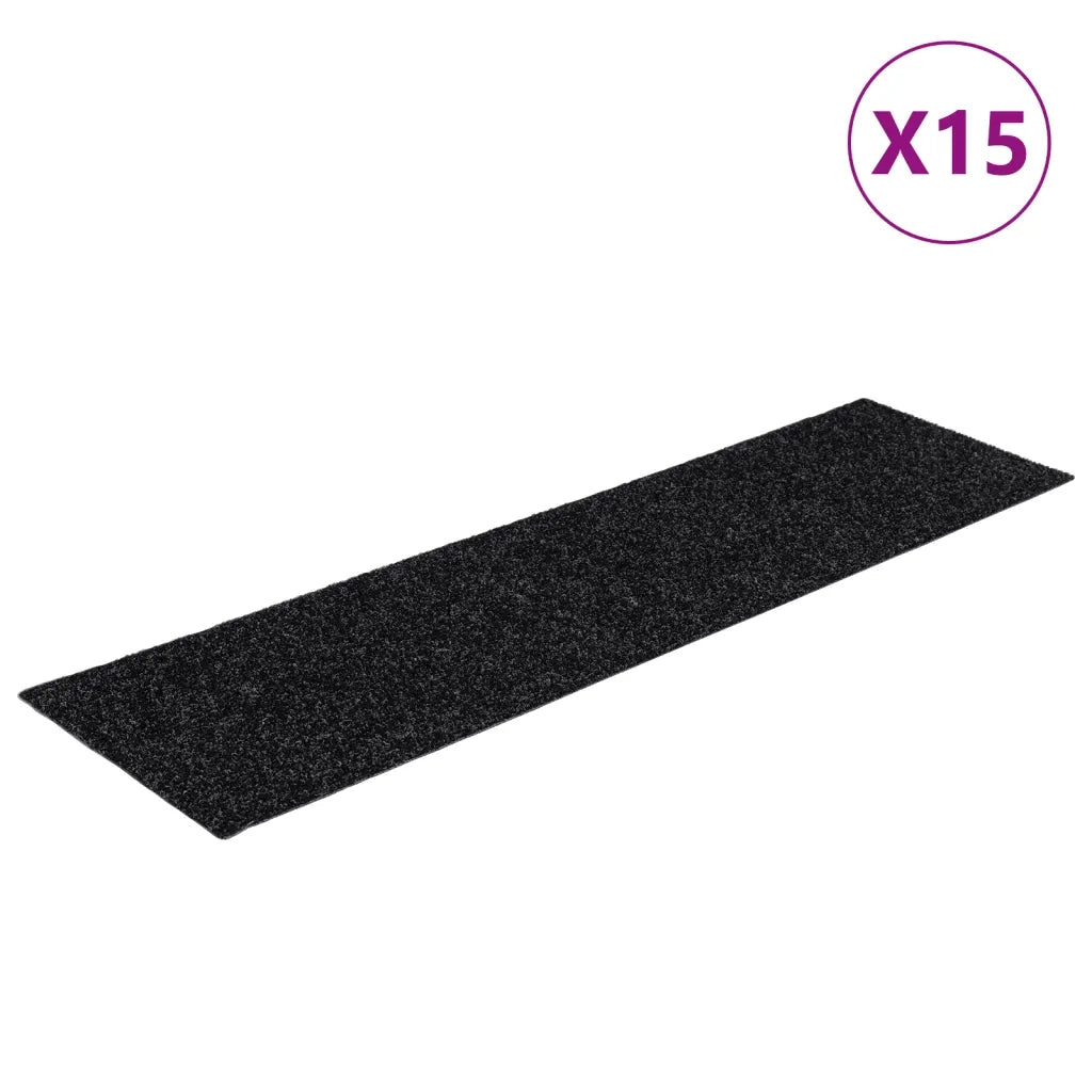Tappetini per scale autoadesivi 15 pz | Gradini per Scale 76x20 cm neri rettangolari