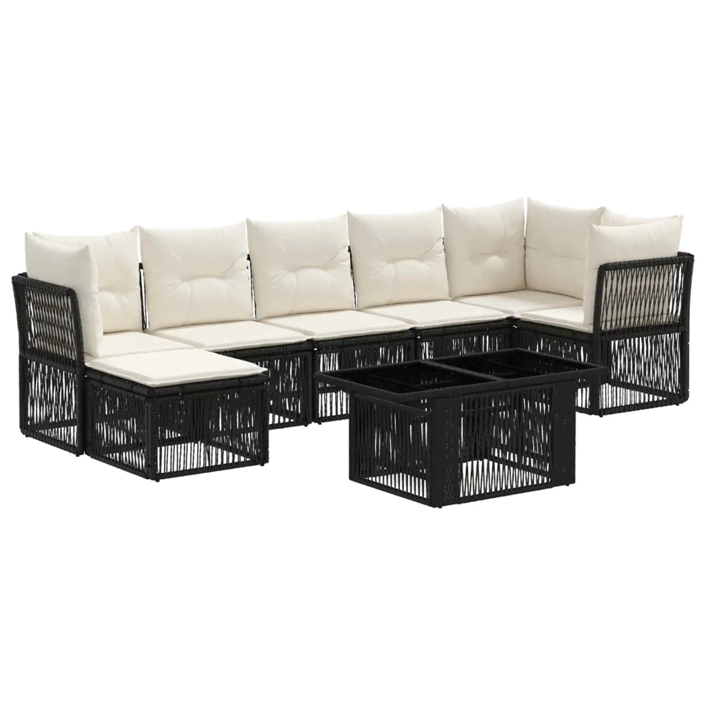 Set Divano da Giardino 8 pz Nero polyrattan 3436504