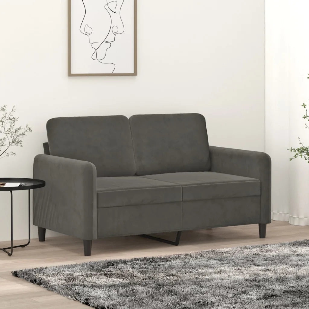 Divano a 2 Posti grigio scuro 120 cm in Velluto 349034
