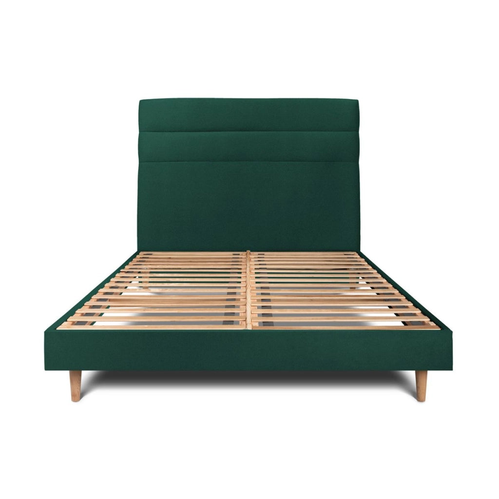 Letto 160x200 cm con testiera in linea - Tessuto velluto