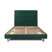 Letto 160x200 cm con testiera in linea - Tessuto velluto