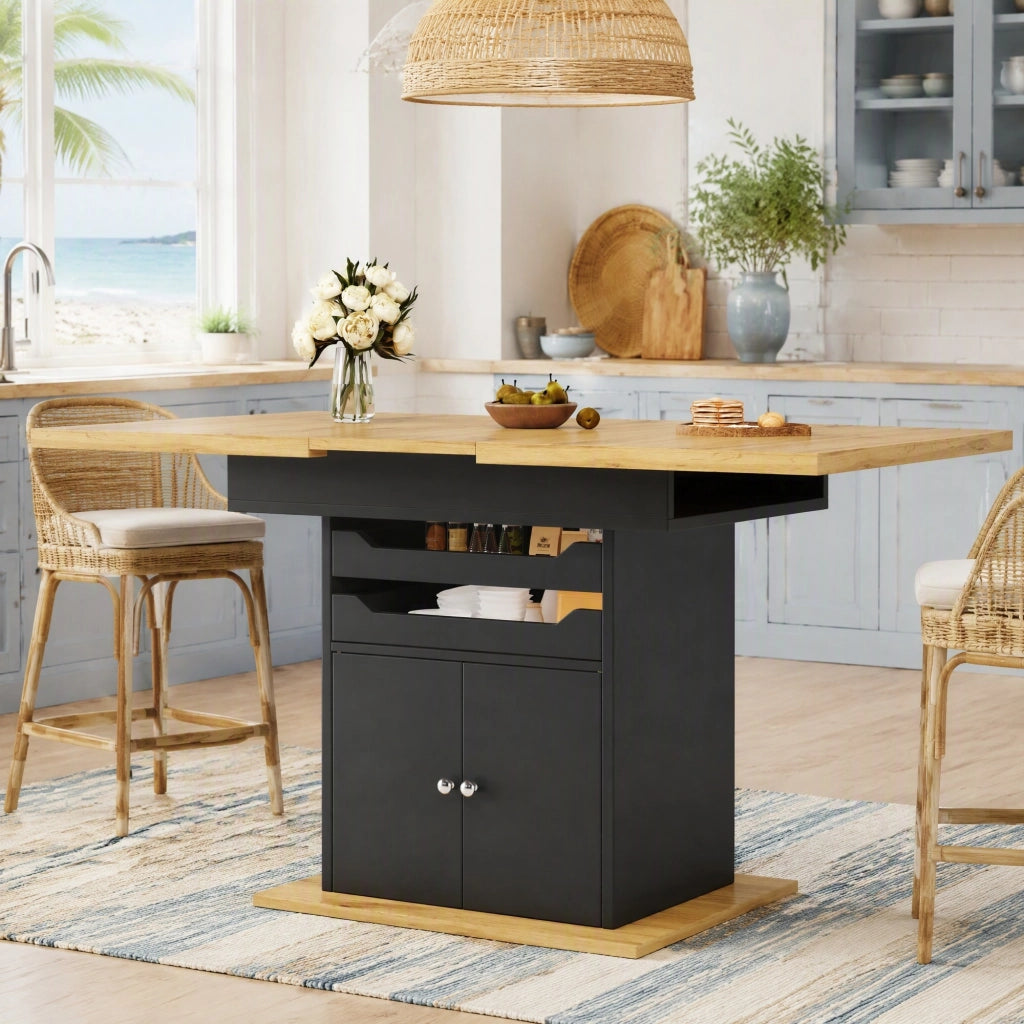TAVOLO Allungabile 110-140x80x76 cm in MDF Nero
