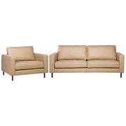 Set Divani Beige Ecopelle Divano 3 Posti Poltrona Minimalista Moderno