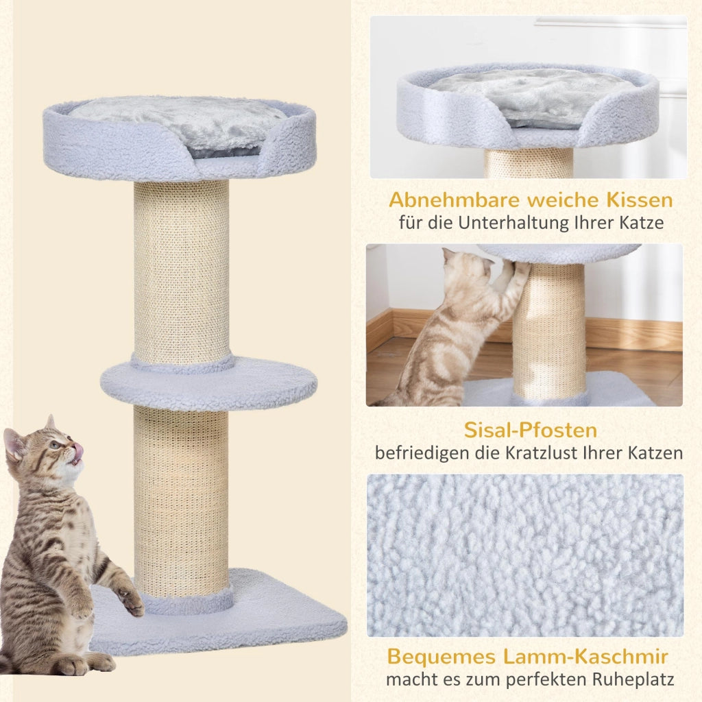 Tiragraffi per Gatti con Piattaforma e Cuscino ¨C Minimal ¨C 91 cm Blu Chiaro