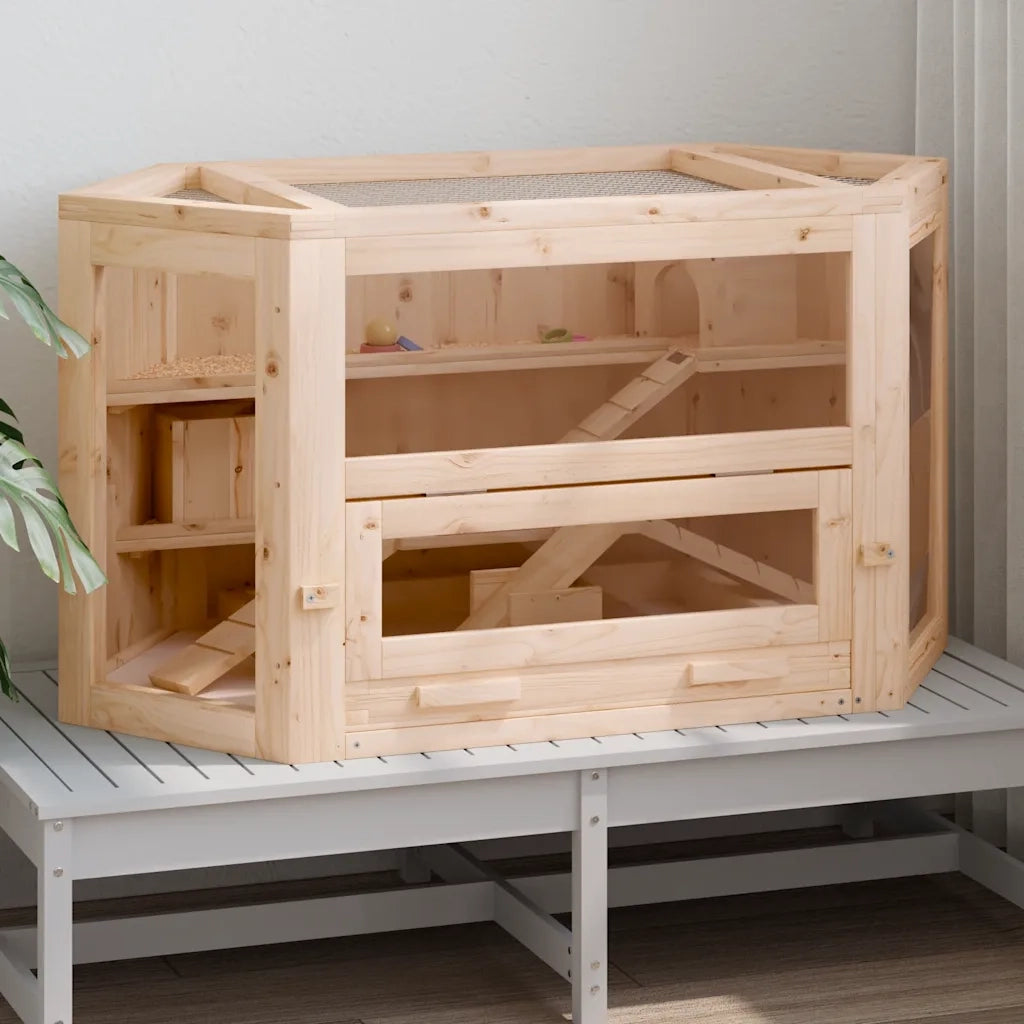 Gabbia per Criceti 80x40x43 cm in Legno Massello di Abetecod mxl 106685