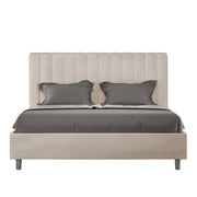 Letto una piazza e mezza contenitore imbottito 130x190 microfibra sabbia Agueda