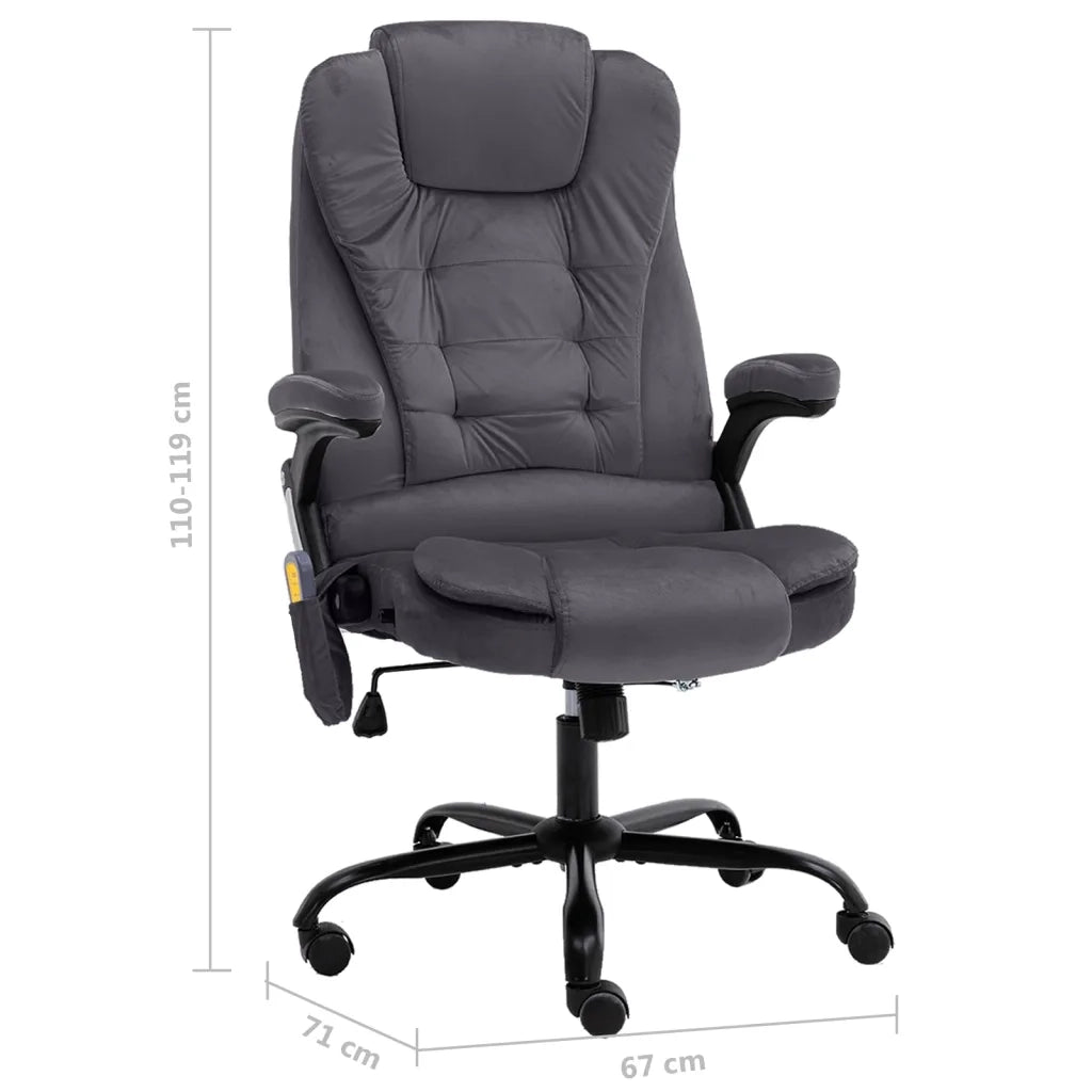 Sedia da Ufficio Massaggiante Grigio Scuro in Velluto 20572
