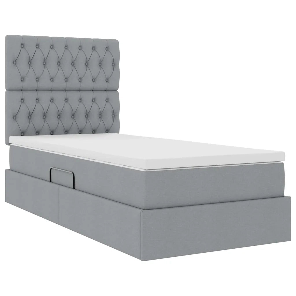 Letto con contenitore e materasso Grigio chiaro 100 x 200 cm 3371823