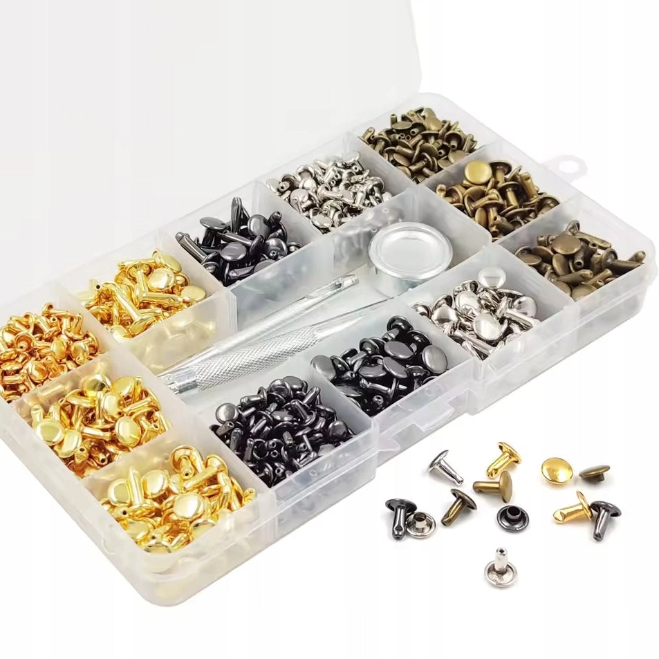 Set di Rivetti FixCraft 360Z – 360 Pezzi, 6–12 mm | Metallo Resistente | Per Pelle, Borse, Cinture, Fai da Te