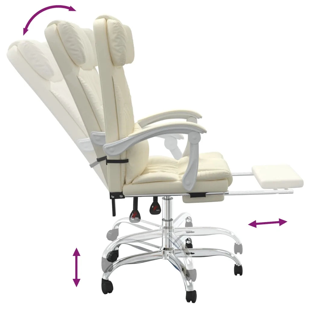 Poltrona da Ufficio Massaggiante Reclinabile Crema Similpelle 349746