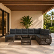 Set Divano da Giardino 9 pz Grigio e Grigio Scuro polyrattan 3435512