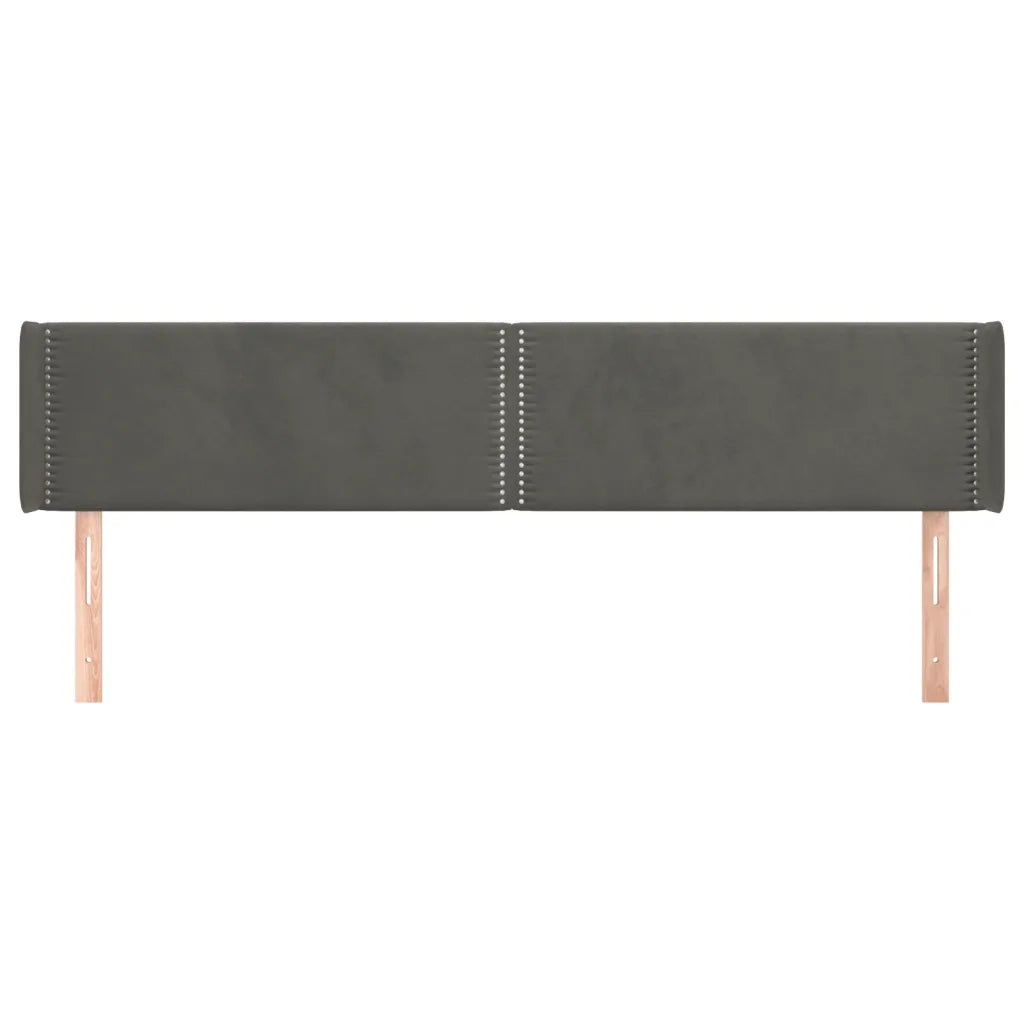 Testiera ad Orecchio-Testata con Orecchie Grigio Scuro 163x16x78/88 cm in Velluto 662451