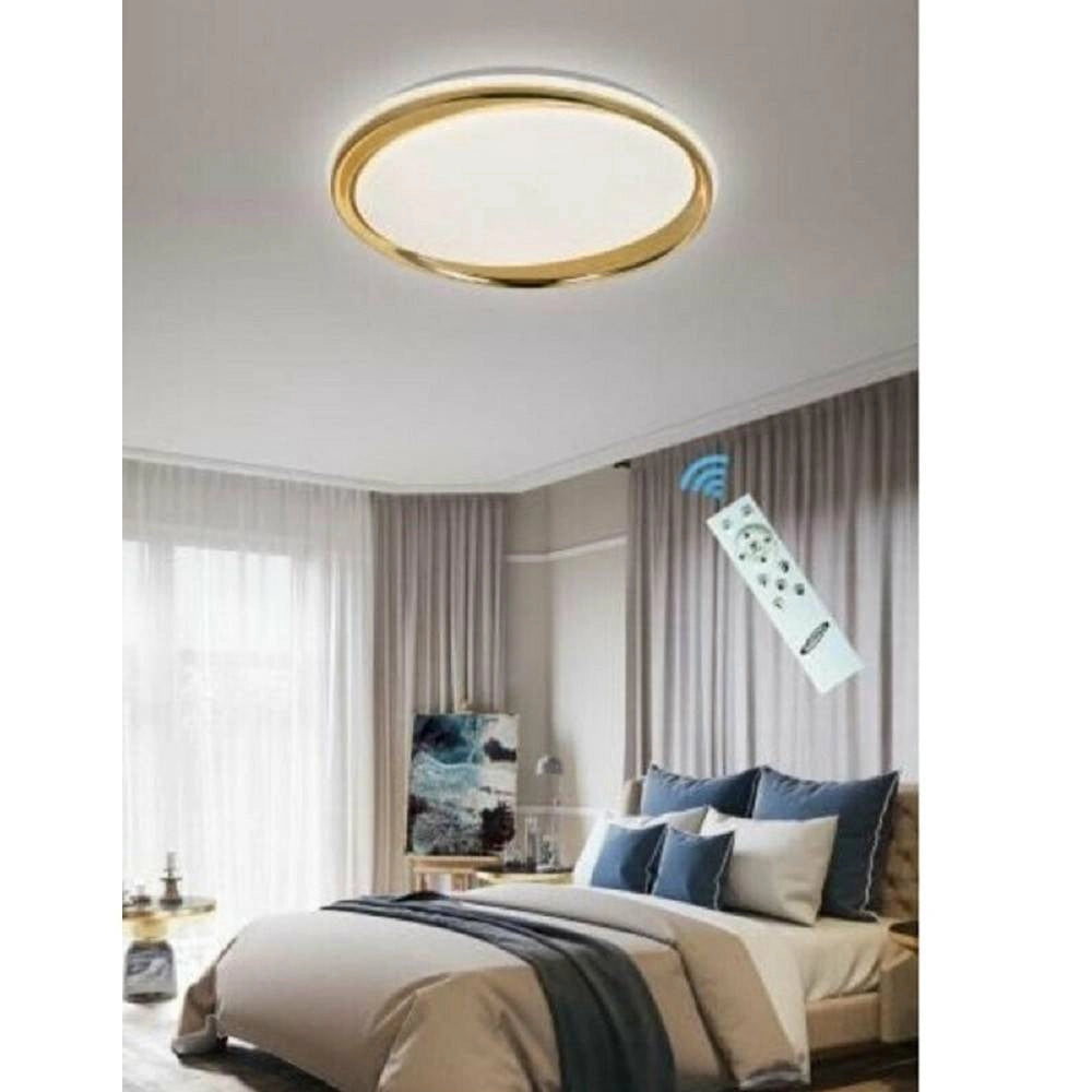 Trade Shop - Plafoniera Led 48 W Oro Dimmerabile In Metallo Acrilico Luce 4000k 6500k C1 -