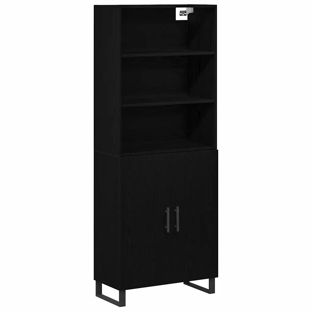 Credenza-Buffet-Armadio da cucina Rovere Nero 69,5 x 34 x 180 cm Legno multistrato 798380
