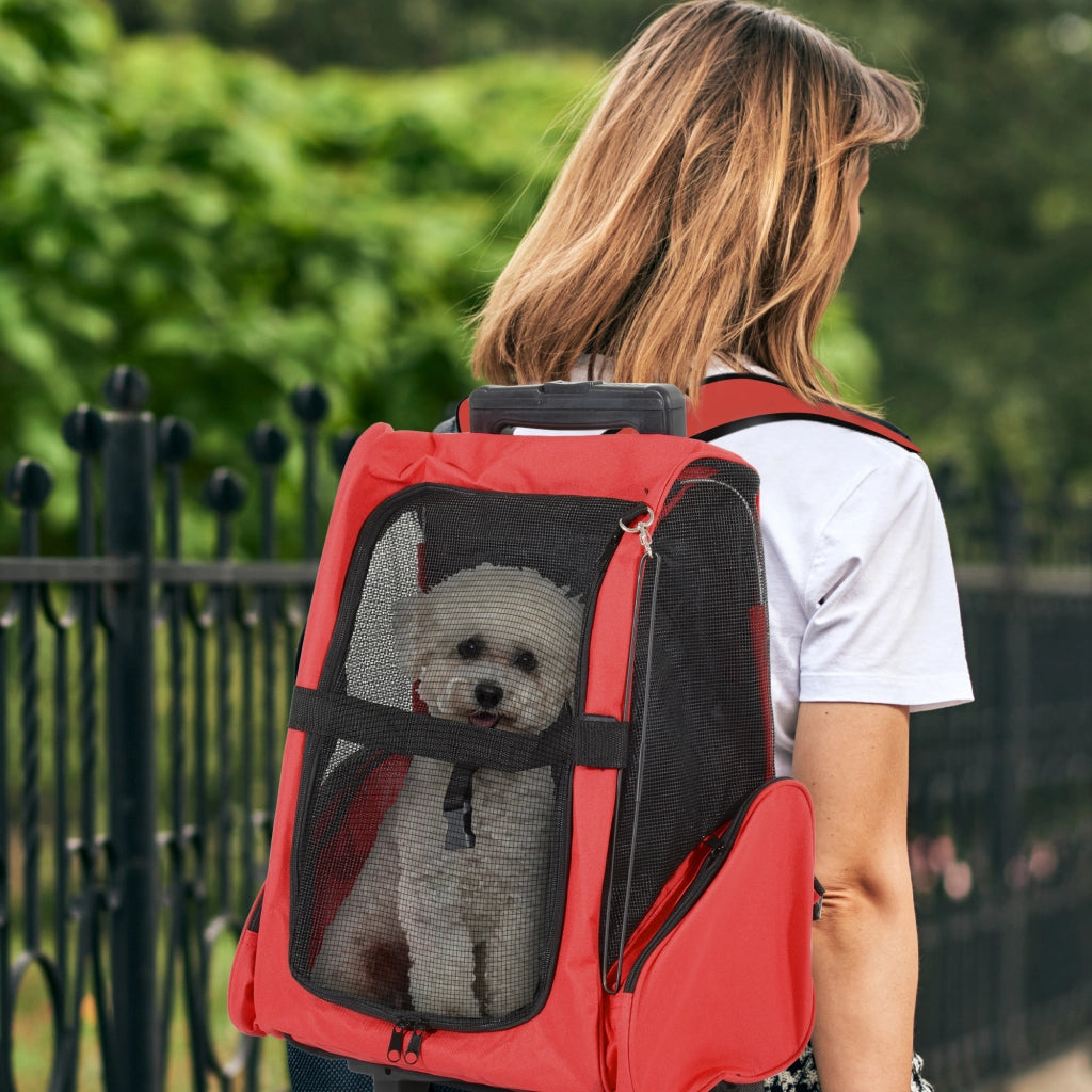 Carrello Trasporto per Cane 2 in 1 ¨C Minimal ¨C Rosso 42x25x55 cm