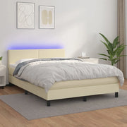 Giroletto a Molle con Materasso e LED Crema 140x190 cm 3134101