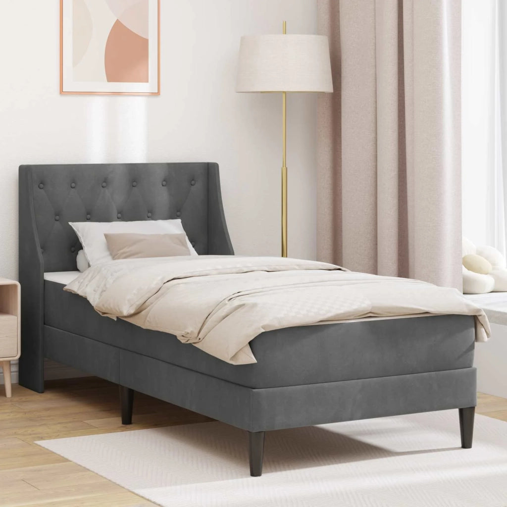 Struttura letto con materasso-Giroletto Grigio scuro 100 x 200 cm Velluto 534940