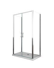 Porta battente Saloon  + 2 lati fissi box doccia 6 mm cromo 2 FISSE 67,5-70 + SALOON 87-90