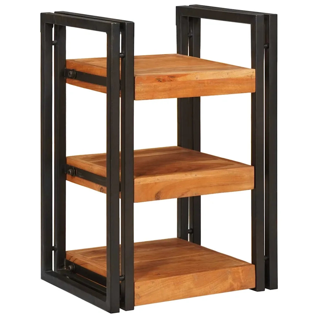 Comodino Marrone e Nero Legno Massello di Acacia 4016734