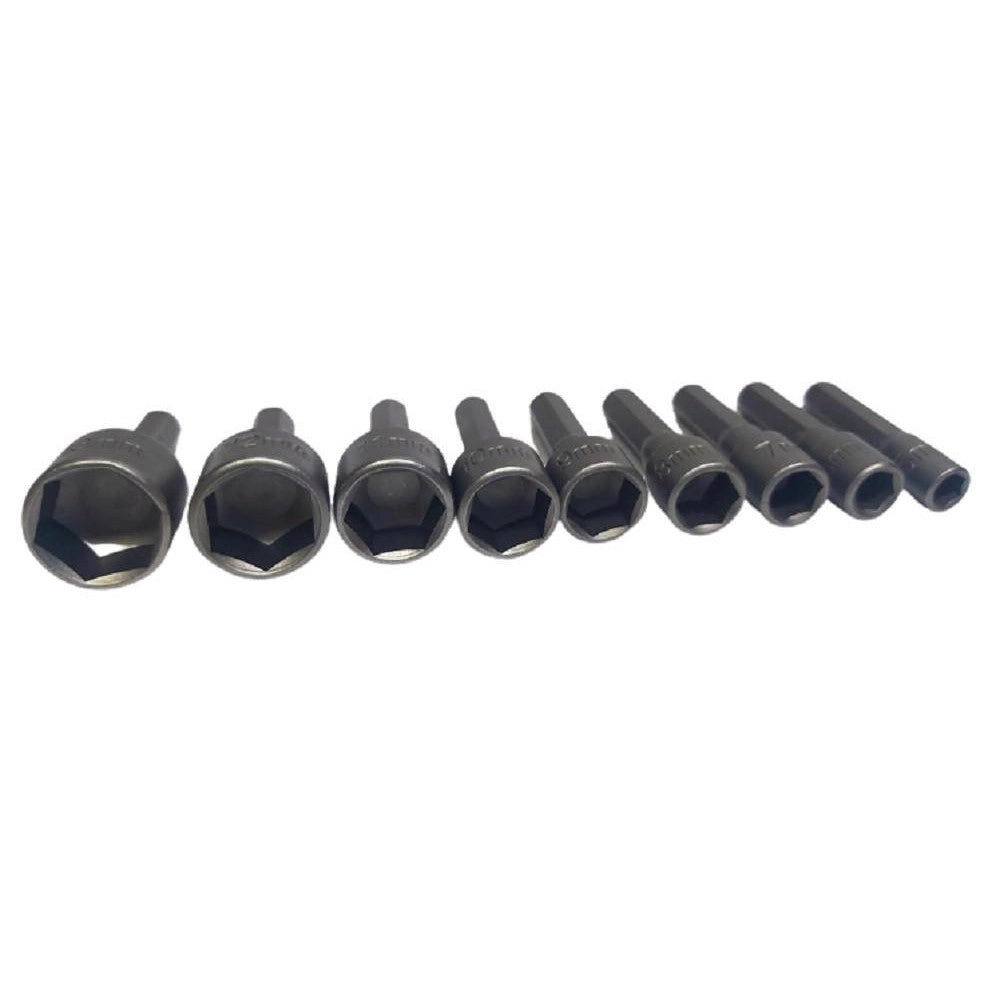 Trade Shop - Set 9 Inserti Chiave Esagonale Per Avvitatore Chiave A Bussola Codolo Esagonale -