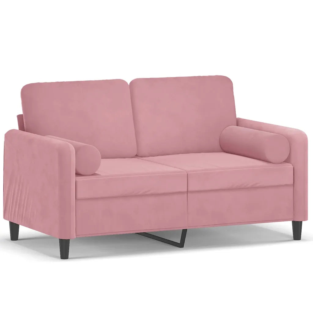 Divano a 2 Posti con Cuscini Rosa 120 cm in Velluto 3200874